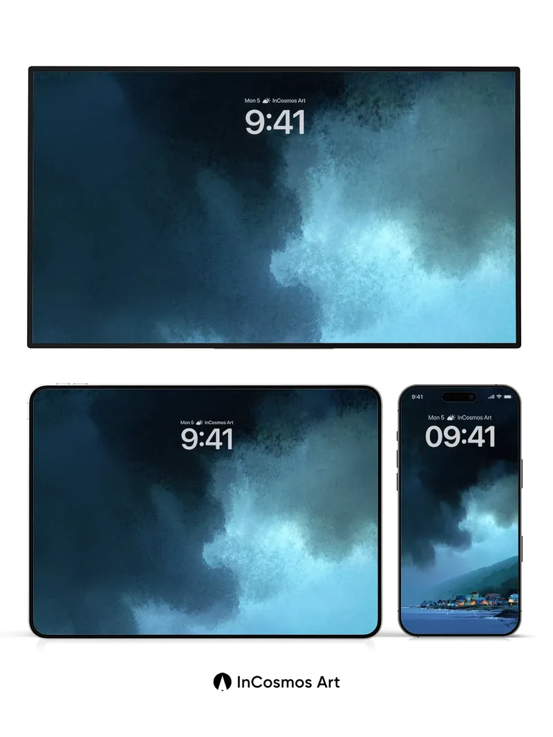 Storm-Whispered Coast Wallpaper with Flickering Lights