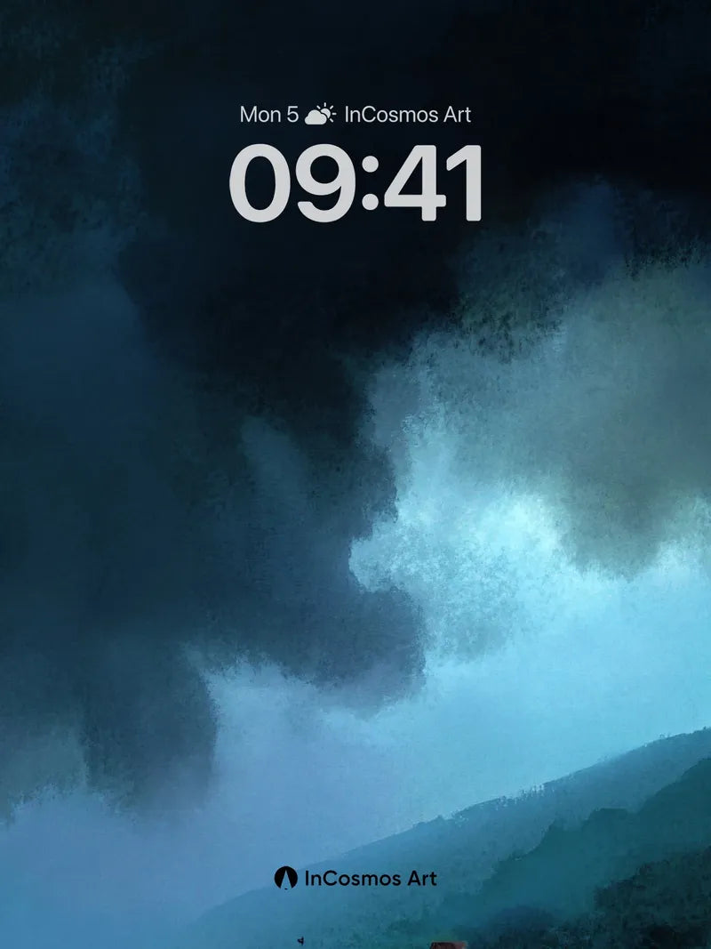 Storm-Whispered Coast Wallpaper with Flickering Lights