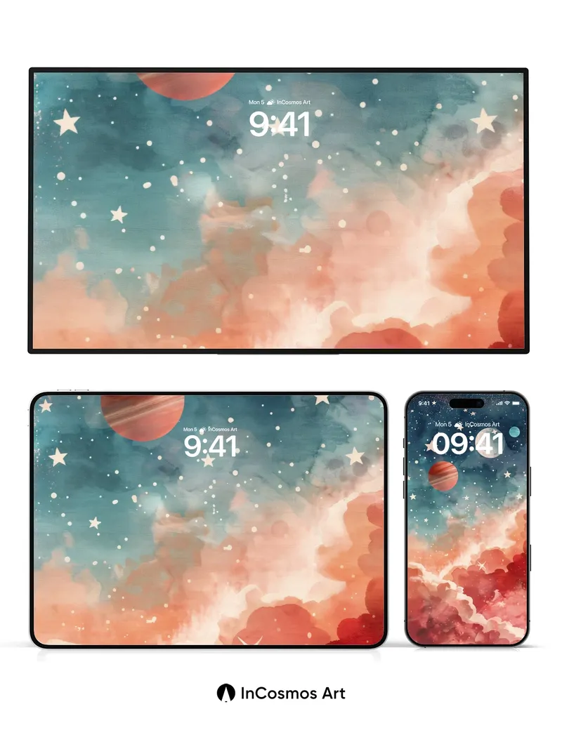 Cosmic Drift Wallpaper with Starlit Veils