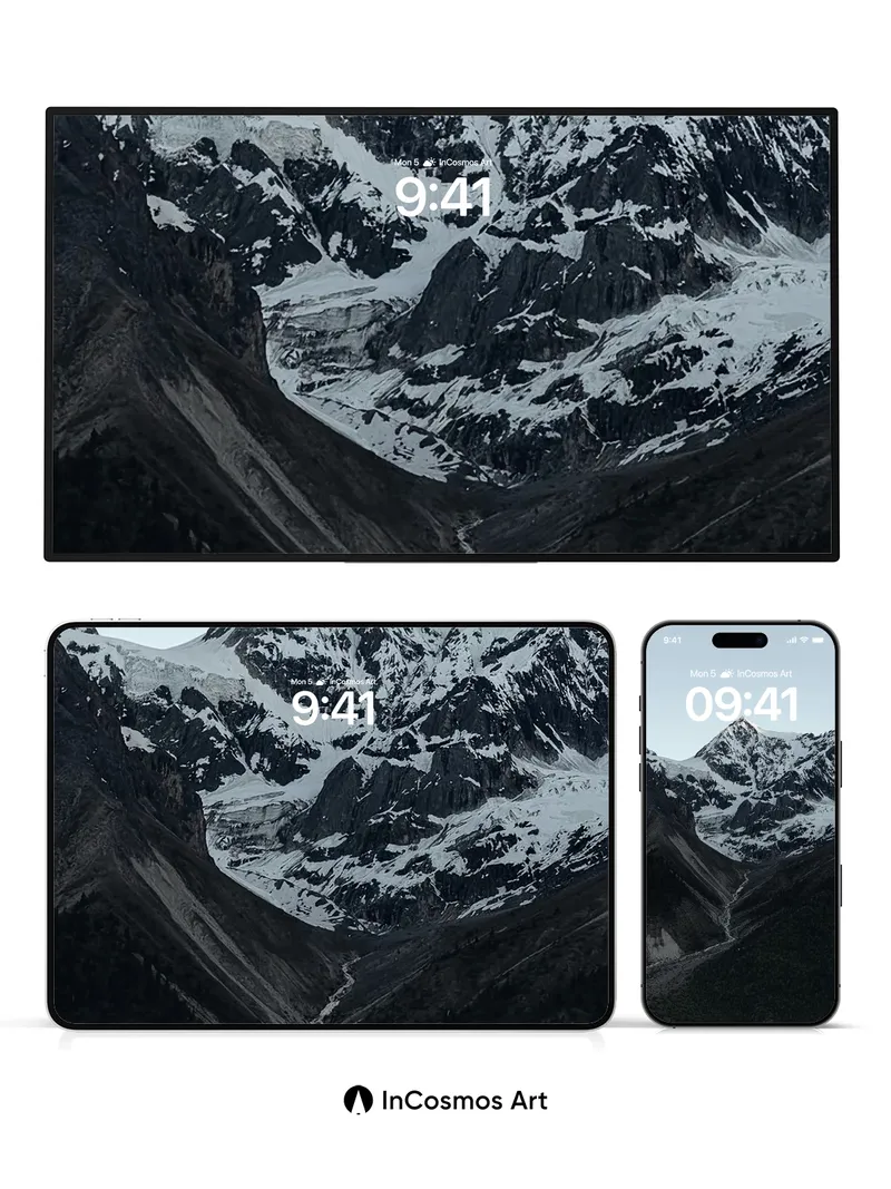 Silent Summit Wallpaper with Frost-etched Peaks