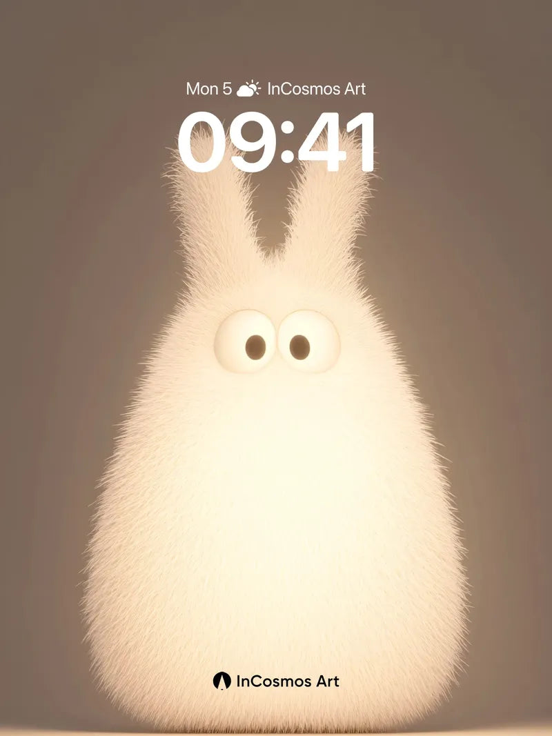 Luminous Fluff Wallpaper with Gentle Eyes