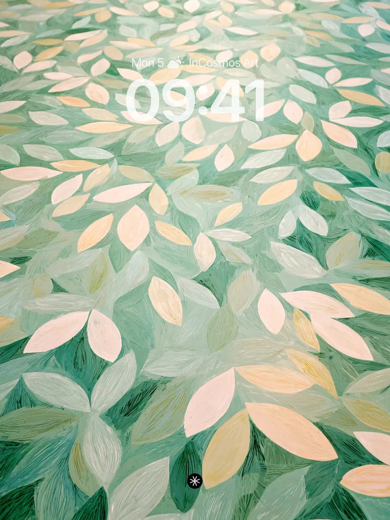Soft Petal Drift Wallpaper in Pale Green Haze wallpaper for iPhone, iPad & Mac