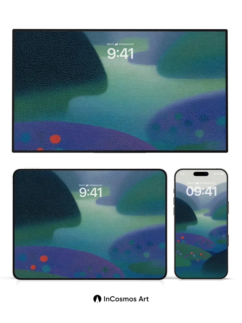 Mist-Swathed Valley Wallpaper with Dotted Whispers