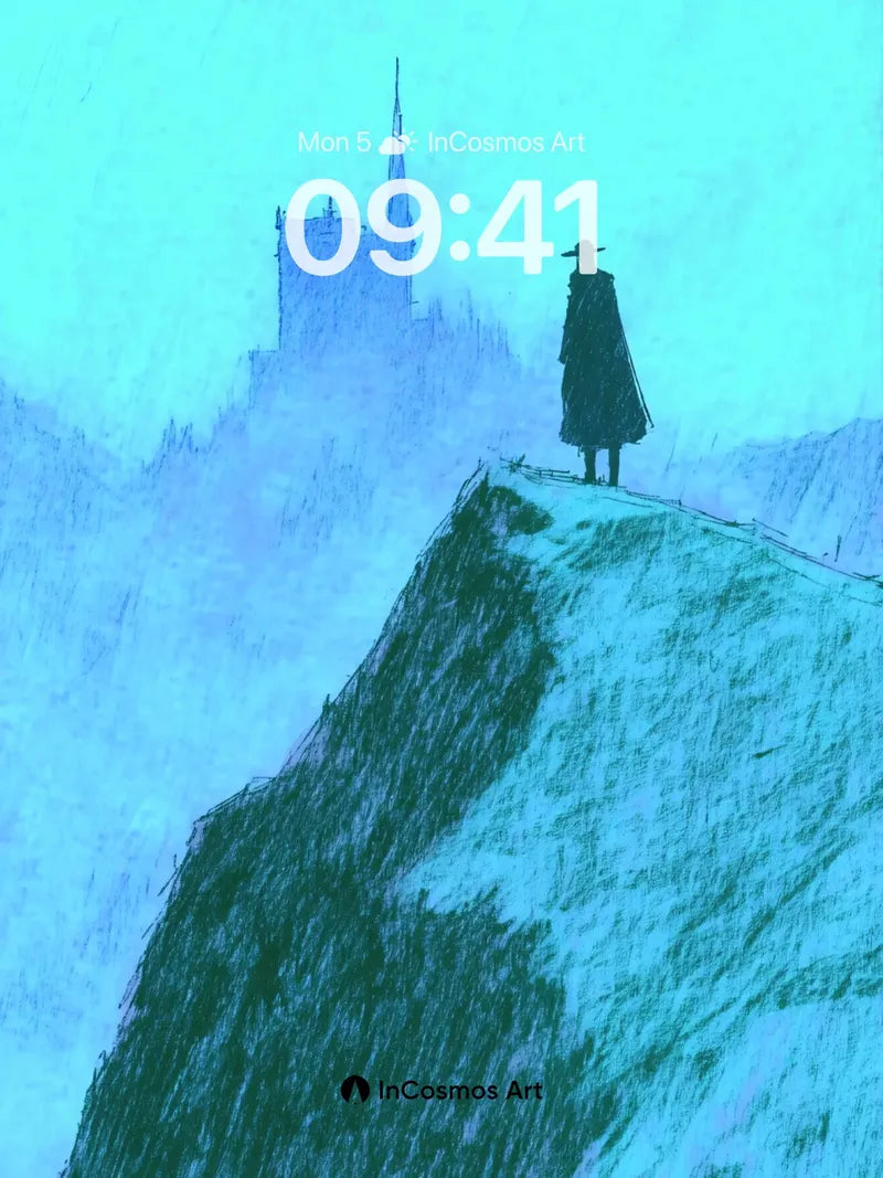 Frostbound Solitude Wallpaper with Cloaked Figure