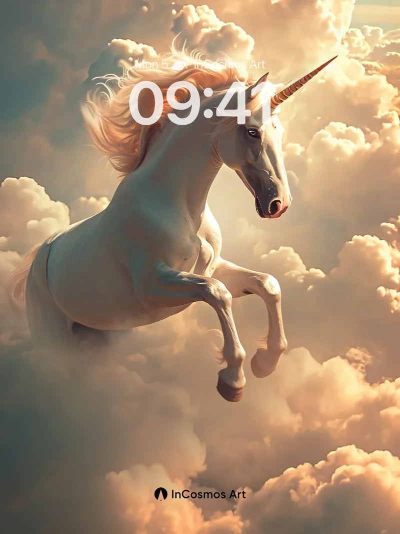 Celestial Gallop Wallpaper with Floating Clouds wallpaper for iPhone, iPad & Mac