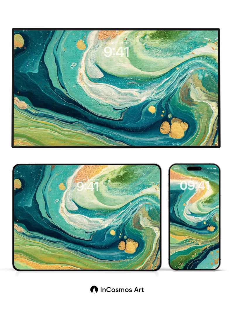 Luminous Tide Wallpaper with Golden Whispers