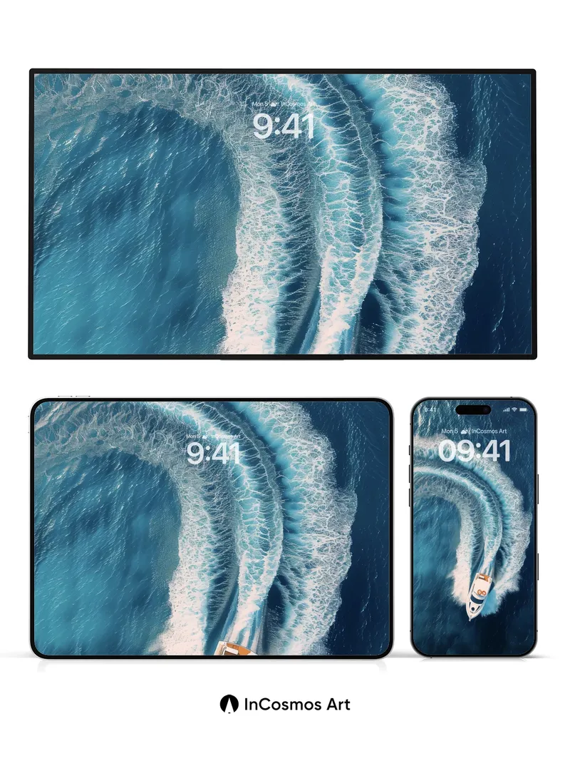 Azure Spiral Wallpaper with Oceanic Breath