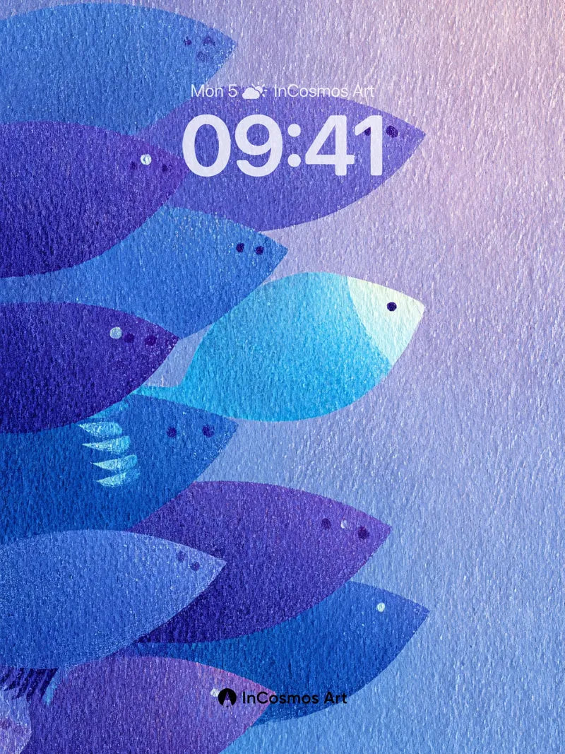 Serene School Wallpaper with Watercolor Depth wallpaper for iPhone, iPad & Mac