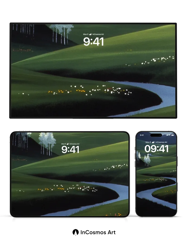 Serenity River Wallpaper with Silver Birch Echo