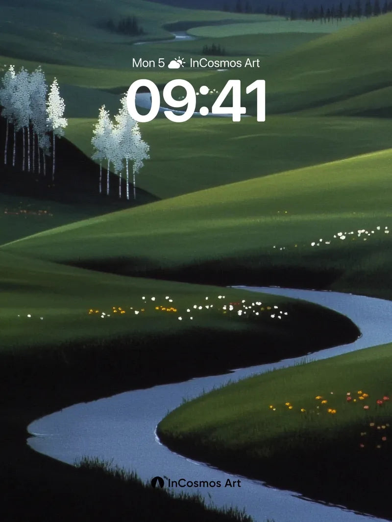 Serenity River Wallpaper with Silver Birch Echo