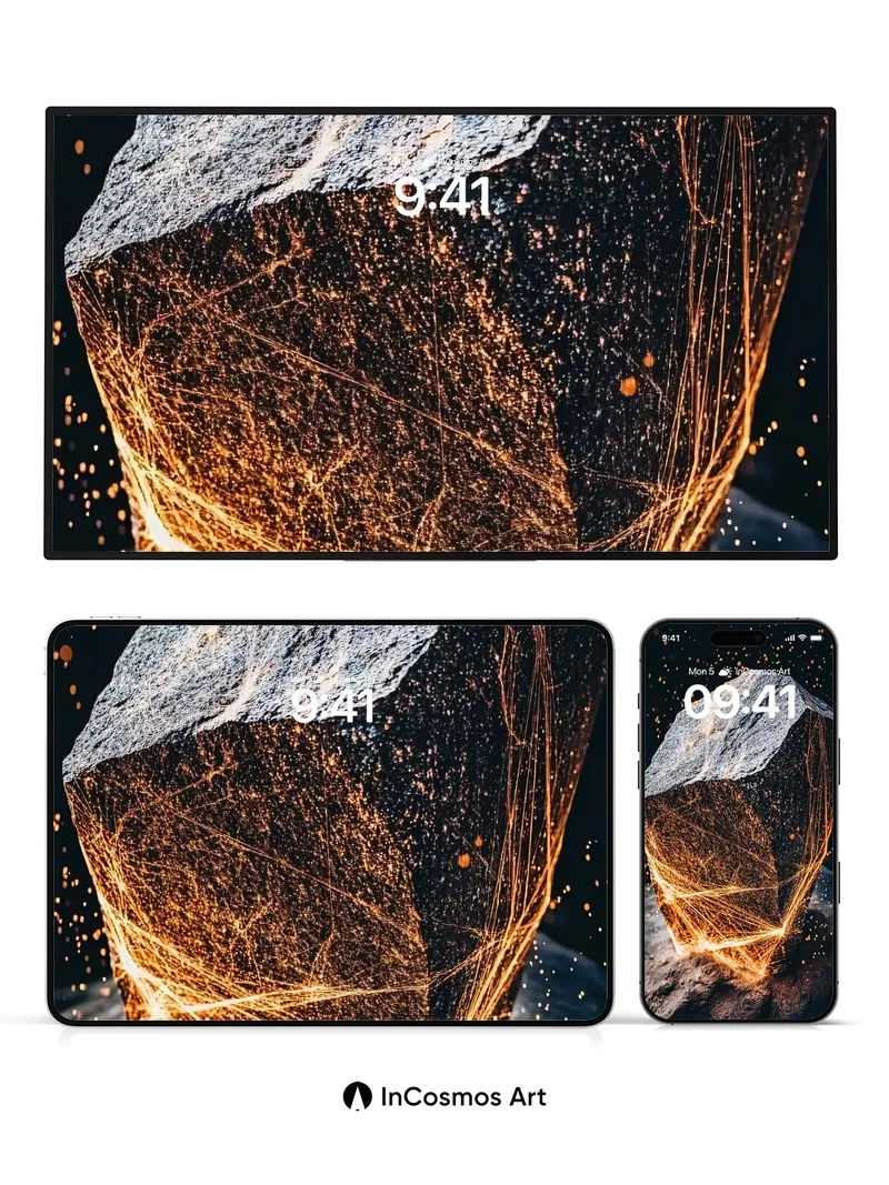 Luminous Stone Wallpaper with Cosmic Veins