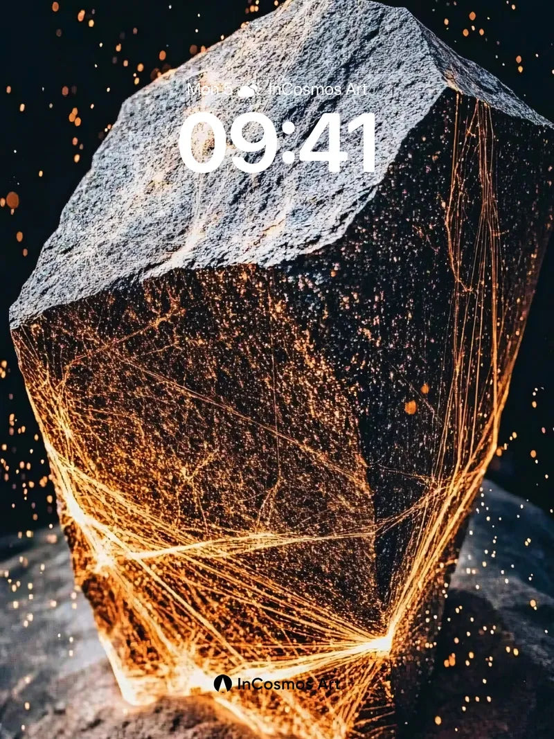 Luminous Stone Wallpaper with Cosmic Veins