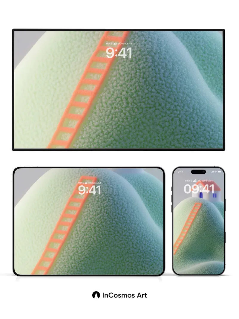 Serene Hilltop House Wallpaper with Ladder Path