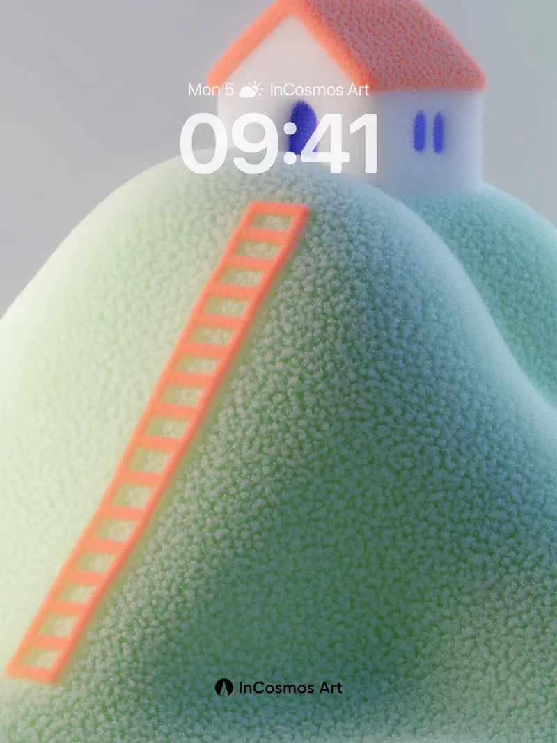 Serene Hilltop House Wallpaper with Ladder Path