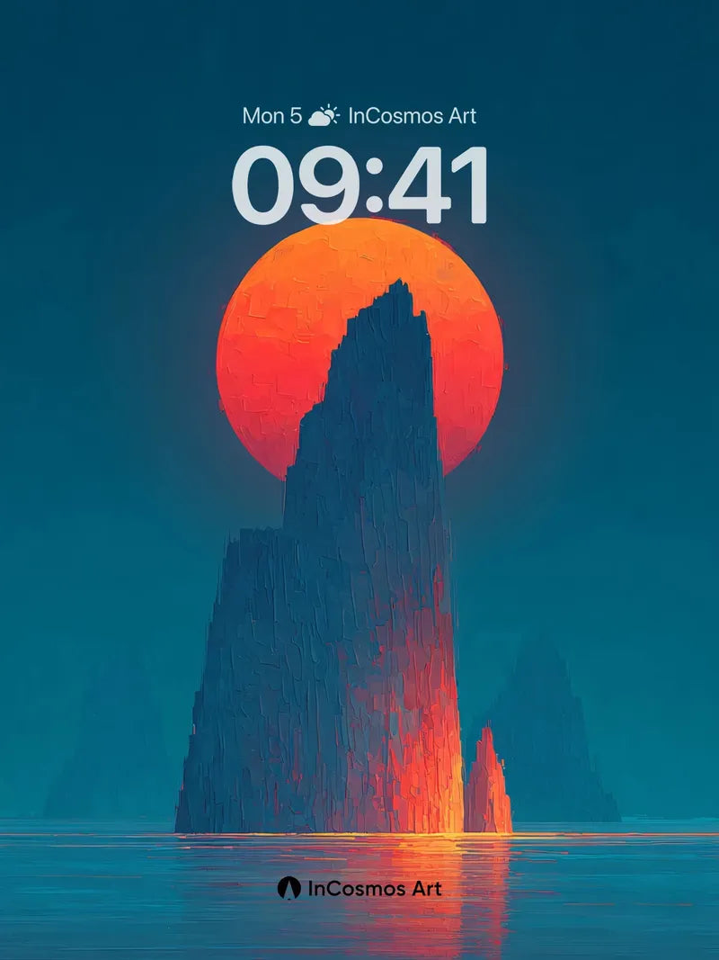 Solitary Peak Sunset Wallpaper with Amber Glow wallpaper for iPhone, iPad & Mac