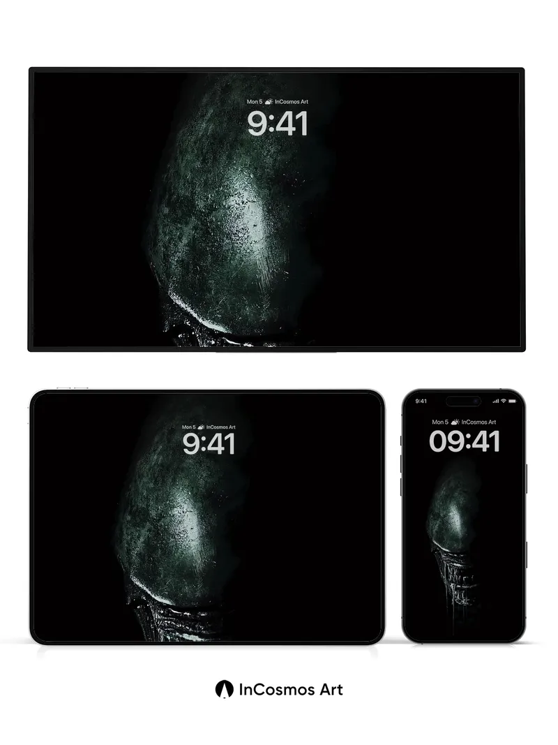 Shadowed Horror Wallpaper with Dripping Venom