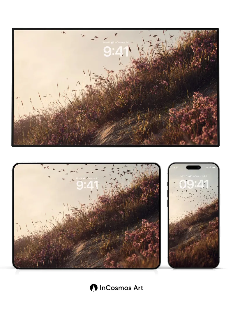 Serenity Flight Wallpaper with Dusk Meadow