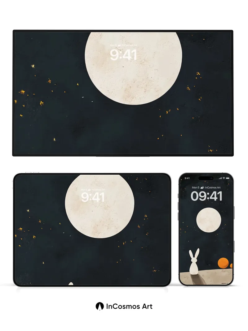 Silent Moonlight Wallpaper with Rabbit Silhouette