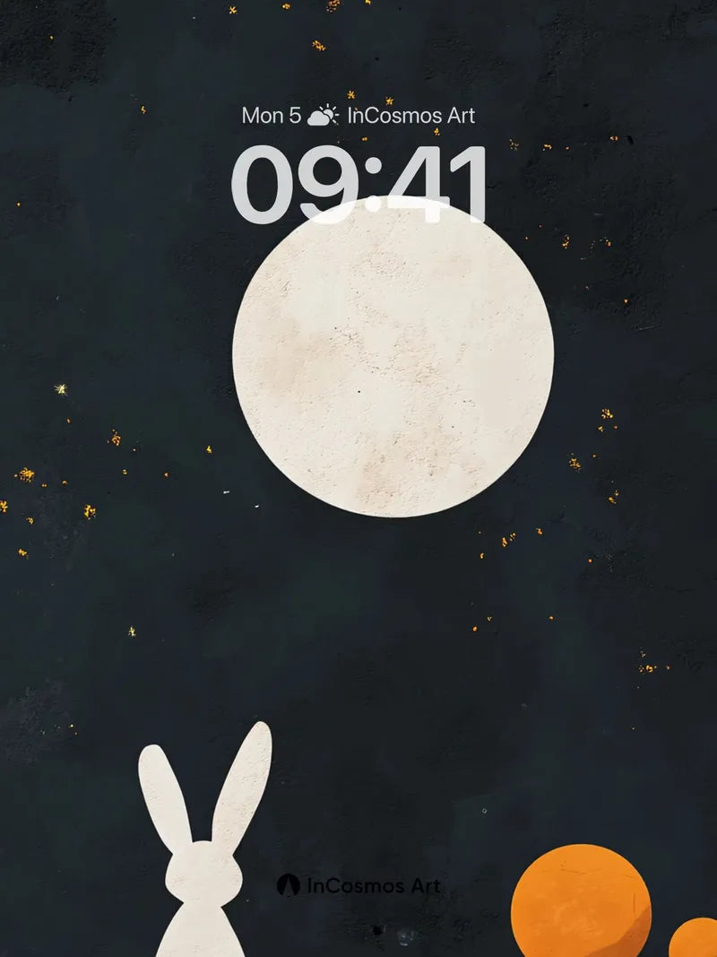 Silent Moonlight Wallpaper with Rabbit Silhouette