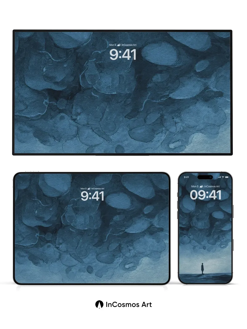 Solitary Sky Wallpaper with Floating Stones