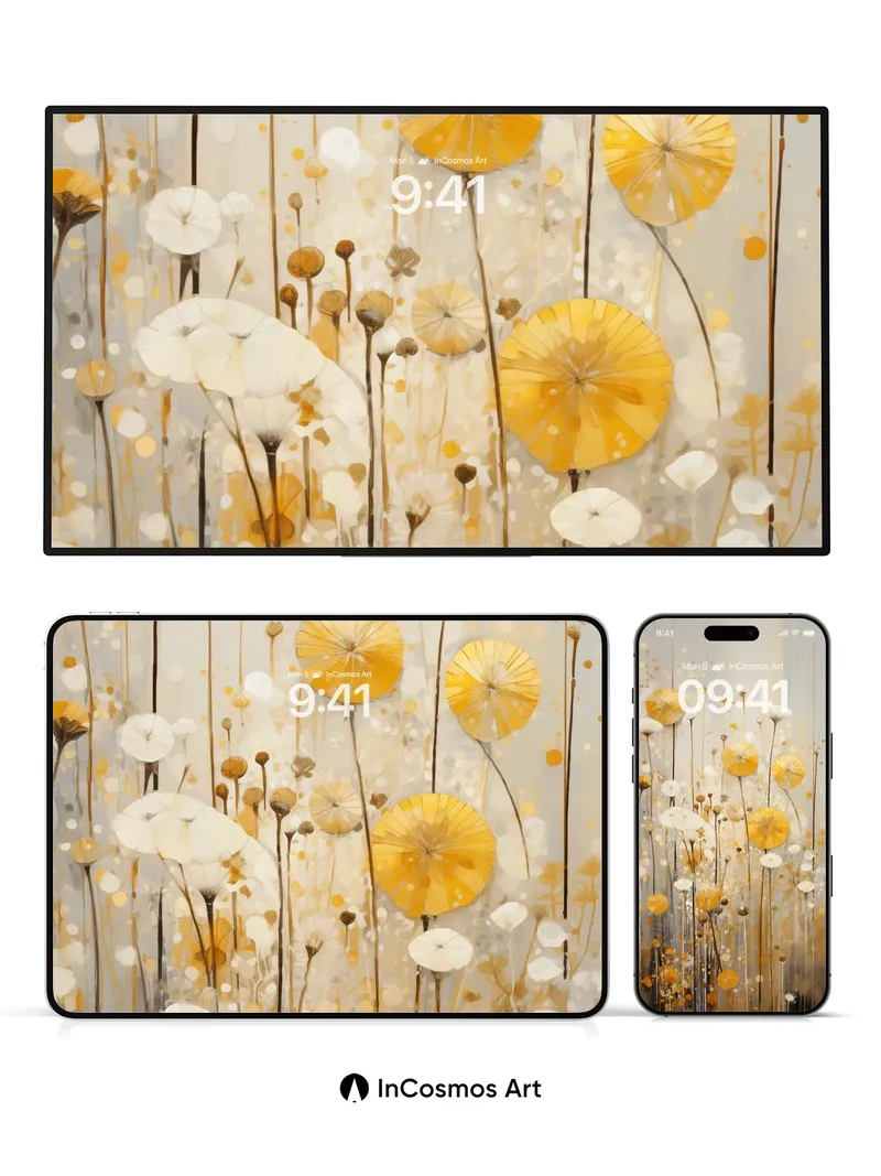 Golden Whisper Wallpaper with Dandelion Light