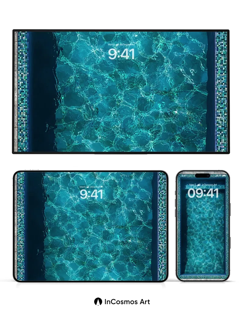 Calm Currents Wallpaper with Mosaic Edge