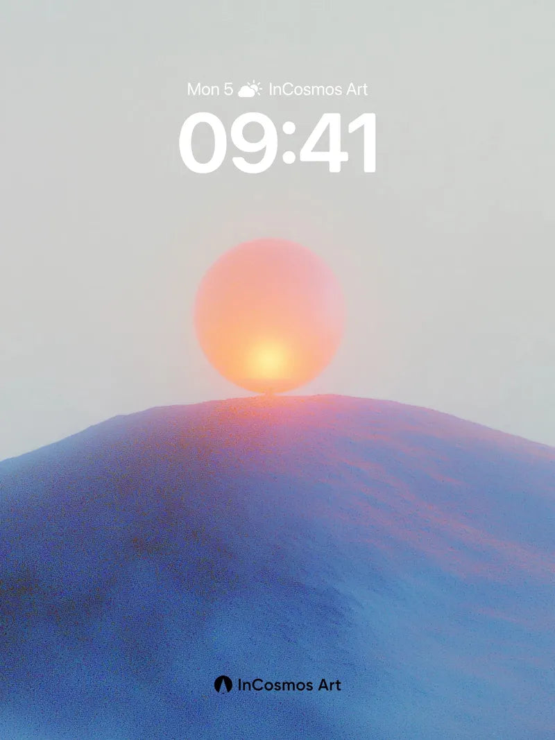 Serene Horizon Wallpaper with Floating Sun