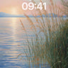 Serenity Reeds Wallpaper with Sunset Reflections wallpaper for iPhone, iPad & Mac