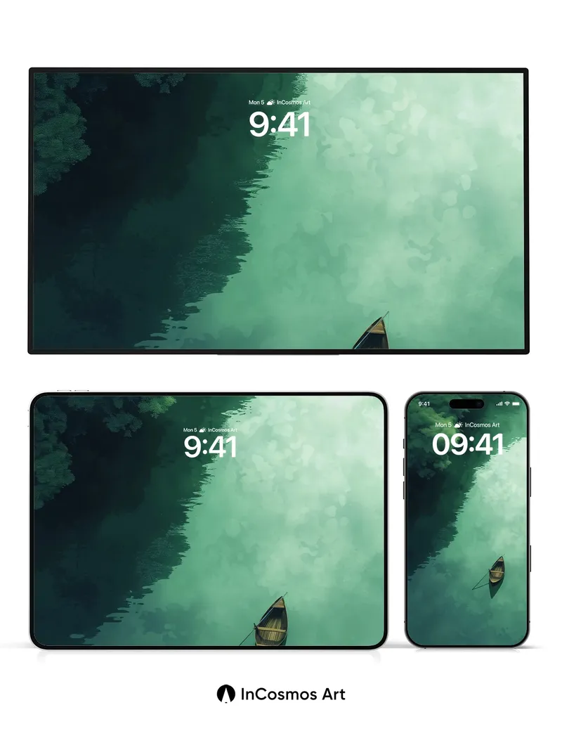 Serenity Drift Wallpaper with Floating Canoe