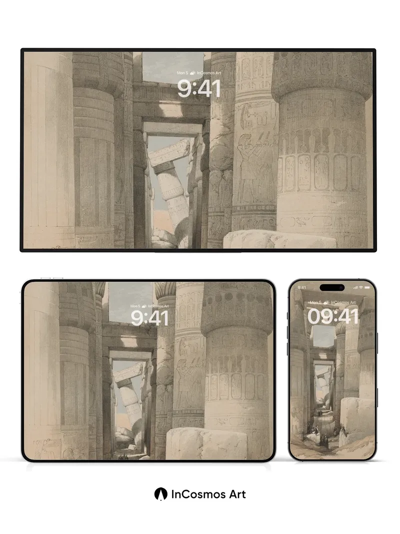 Echoes of Stone Wallpaper with Ancient Scripts