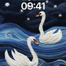 Starry Serenade Wallpaper with Embroidered Swans wallpaper for iPhone, iPad & Mac