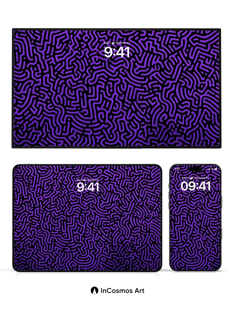 Labyrinthine Pulse Wallpaper with Electric Veins