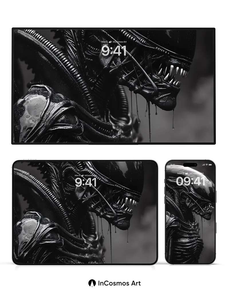 Glossy Horror Wallpaper with Dripping Shadows