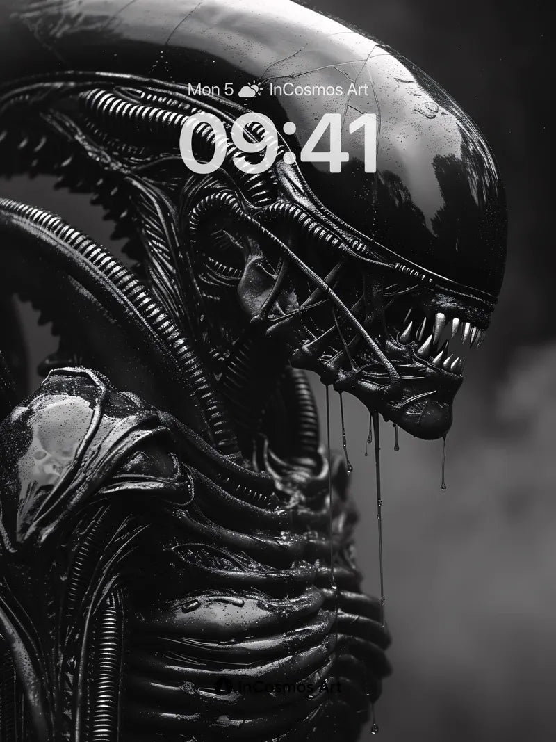 Glossy Horror Wallpaper with Dripping Shadows