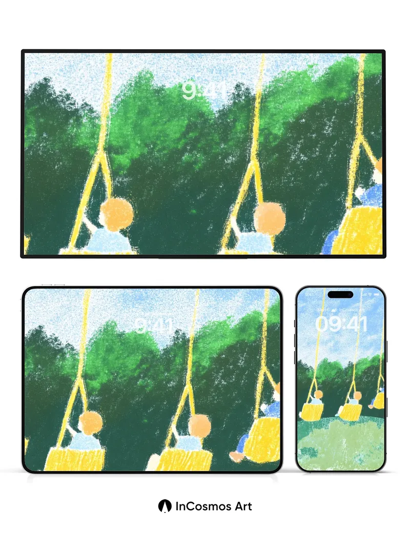 Golden Swing Wallpaper with Sunlit Canopy