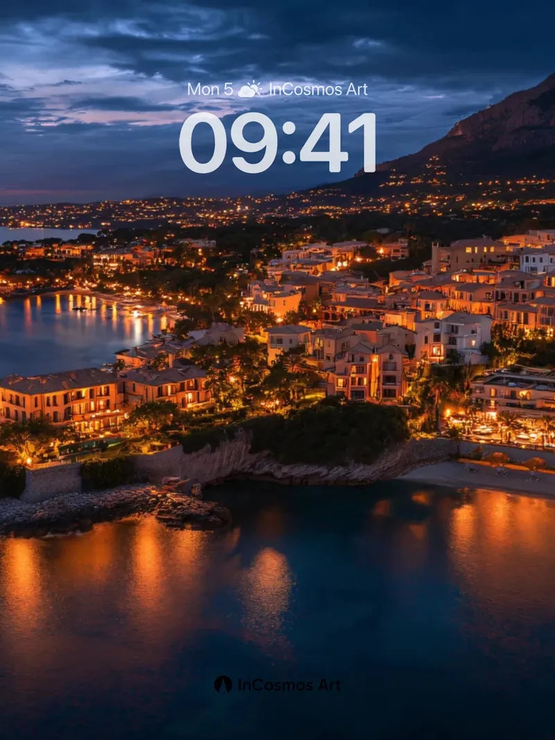 Luminous Cove Wallpaper with Golden Reflections