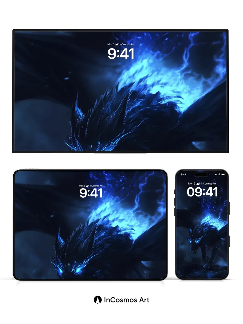 Frostfire Dragon Wallpaper with Electric Breath