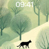 Serene Solitude Cat Wallpaper in Whispering Woods wallpaper for iPhone, iPad & Mac