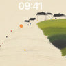 Minimalist Hillside Village Wallpaper Background