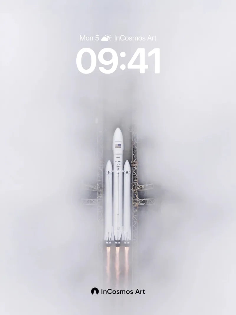 Fog-Enveloped Launch Wallpaper with Celestial Fire