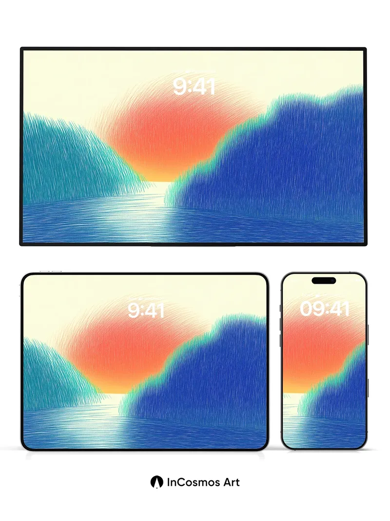 Serenity Horizon Wallpaper with Brushstroke Light