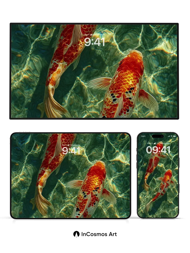 Serenity Koi Wallpaper with Liquid Light