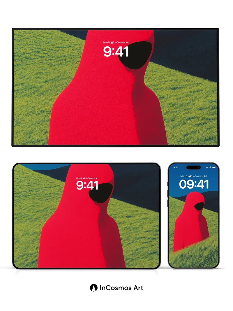 Silent Sentinel Wallpaper with Crimson Veil