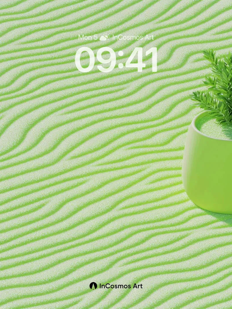 Serenity Wave Wallpaper with Living Green Pod