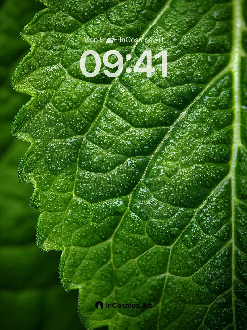Emerald Pulse Wallpaper with Dew-Kissed Veins wallpaper for iPhone, iPad & Mac
