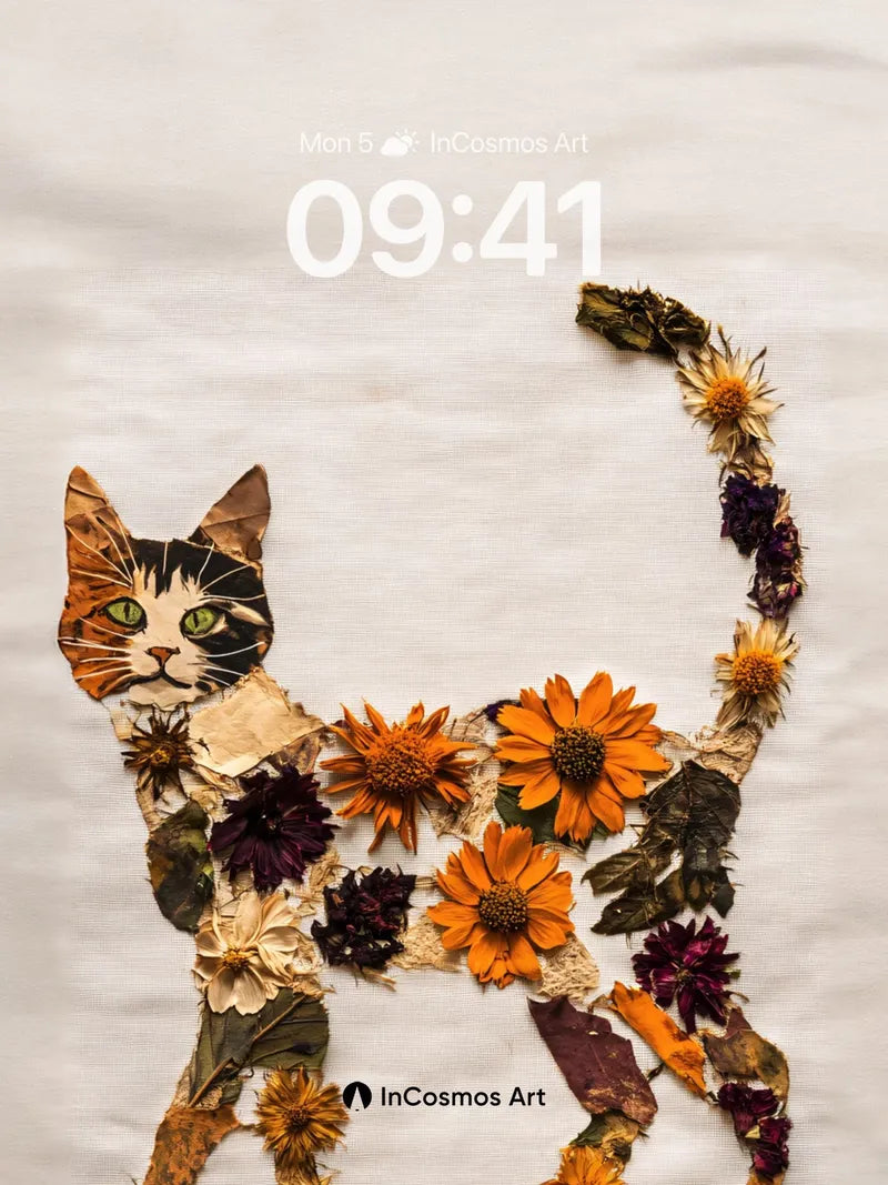 Botanical Whisker Wallpaper with Pressed Petal Patterns