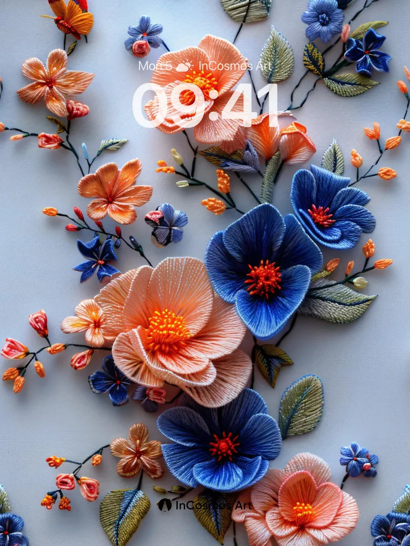 Velvet Bloom Wallpaper with Embroidered Wings wallpaper for iPhone, iPad & Mac