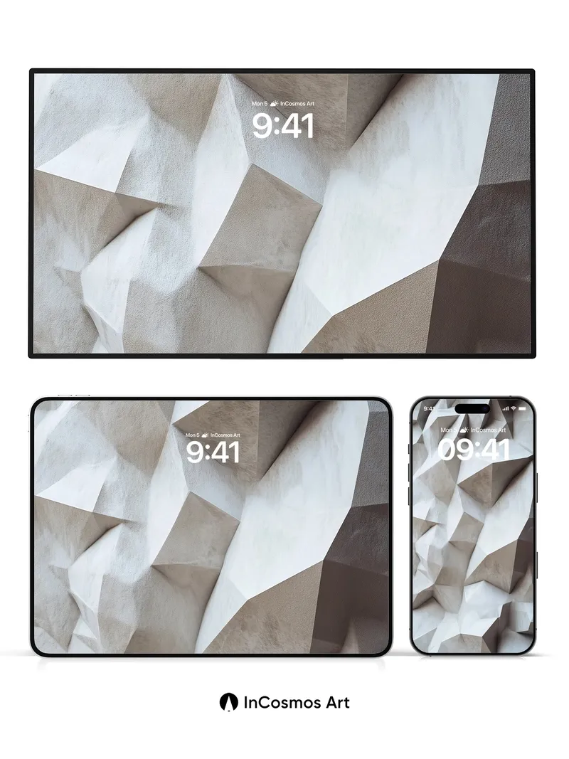 Stone Origami Wallpaper with Shadowed Folds