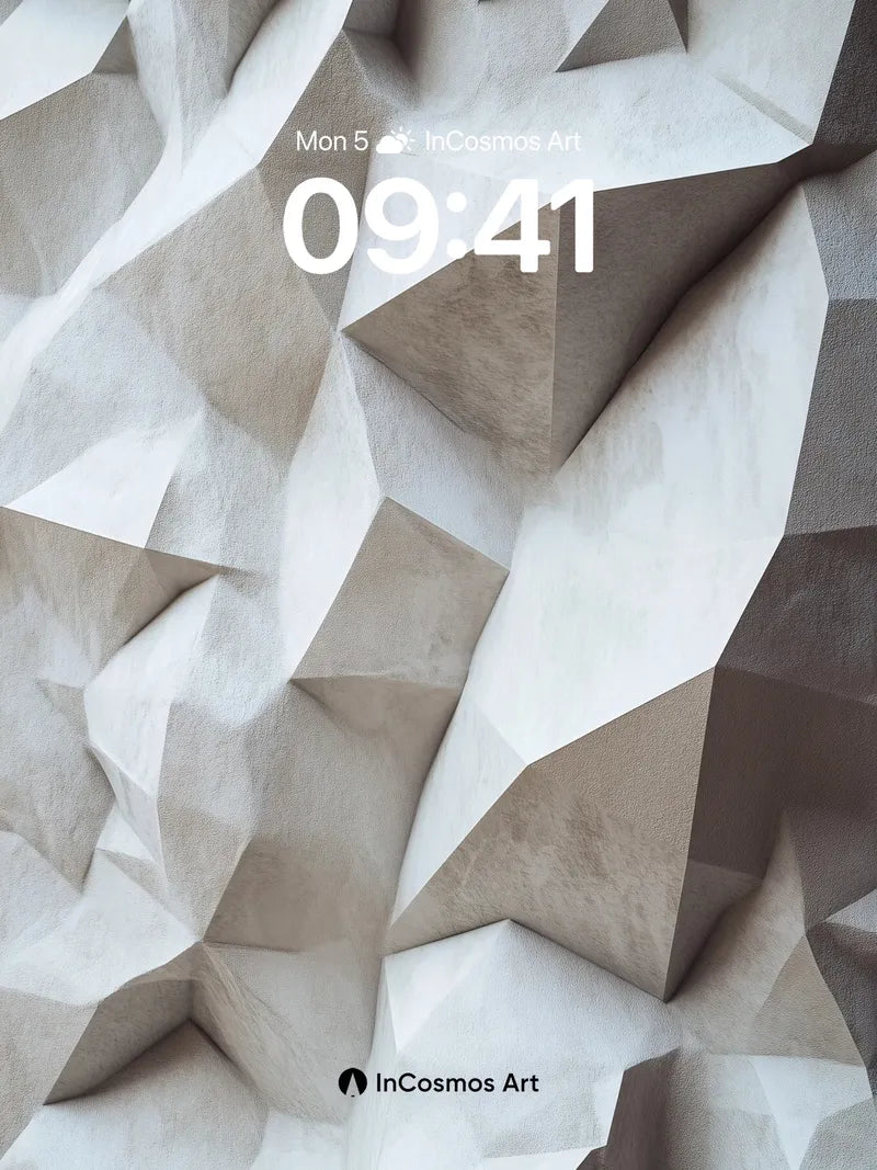 Stone Origami Wallpaper with Shadowed Folds