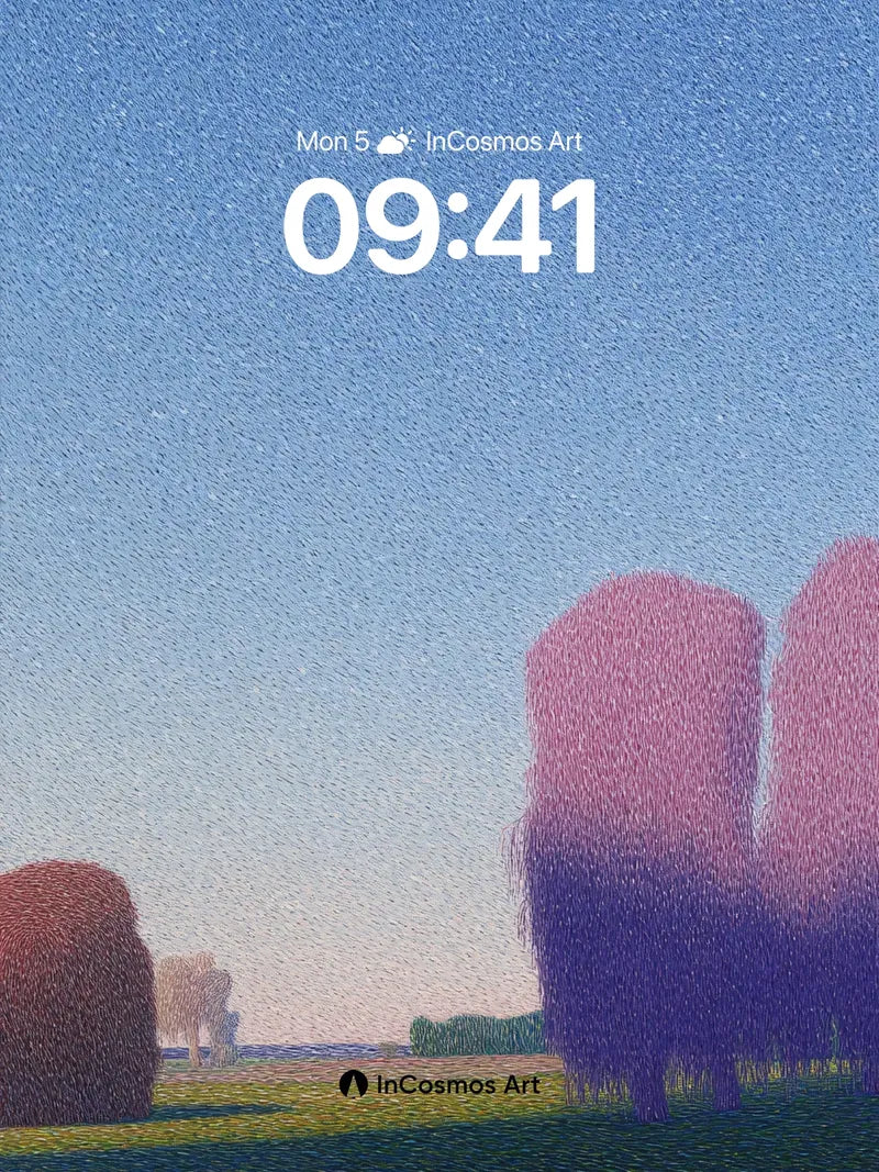 Serenity Field Wallpaper with Whispering Trees